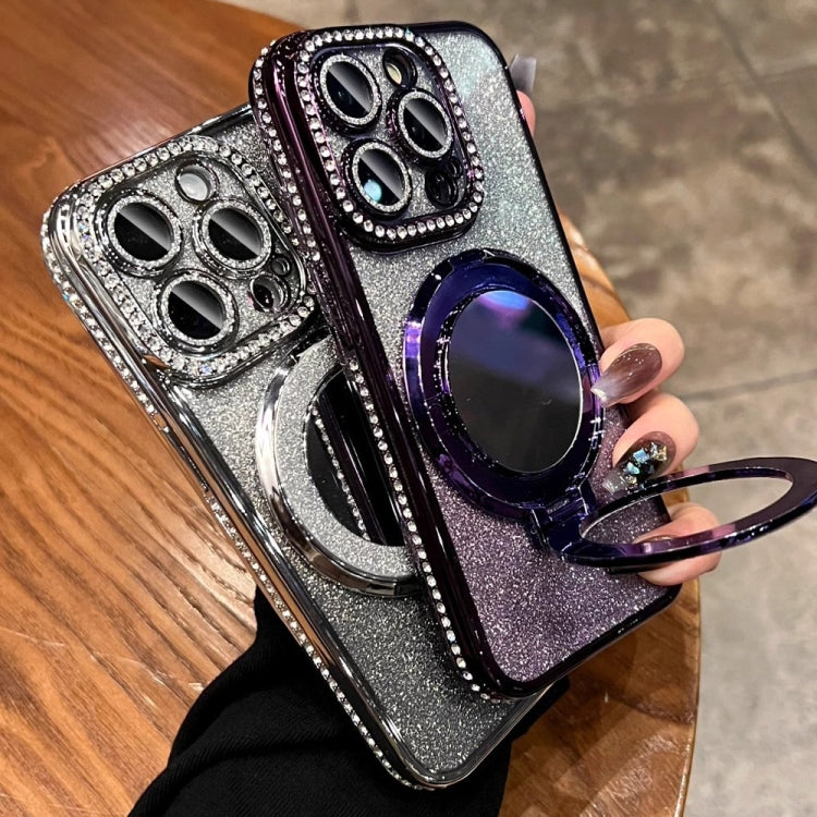 For iPhone 14 Pro Rhinestone Mirror Glitter MagSafe TPU Phone Case(Black) - iPhone 14 Pro Cases by buy2fix | Online Shopping UK | buy2fix