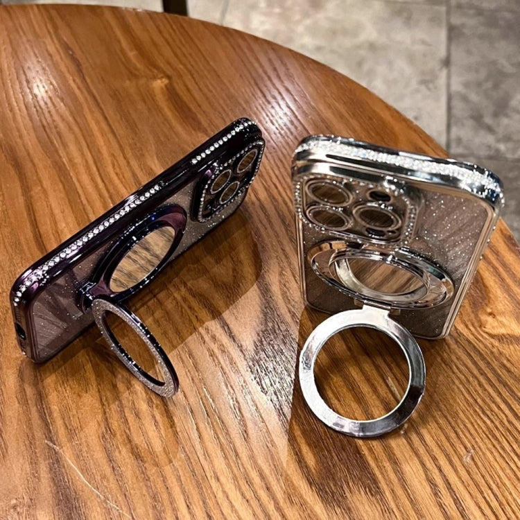 For iPhone 12 Rhinestone Mirror Glitter MagSafe TPU Phone Case(Sakura Pink) by buy2fix