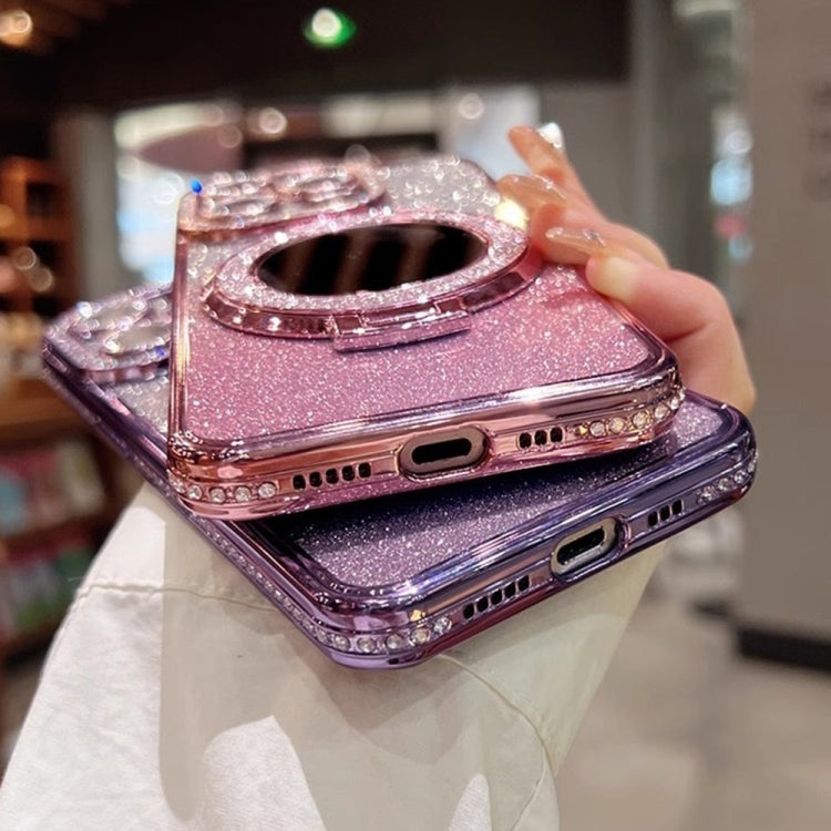 For iPhone 13 Rhinestone Mirror Glitter MagSafe TPU Phone Case(Sierra Blue) - iPhone 13 Cases by buy2fix | Online Shopping UK | buy2fix