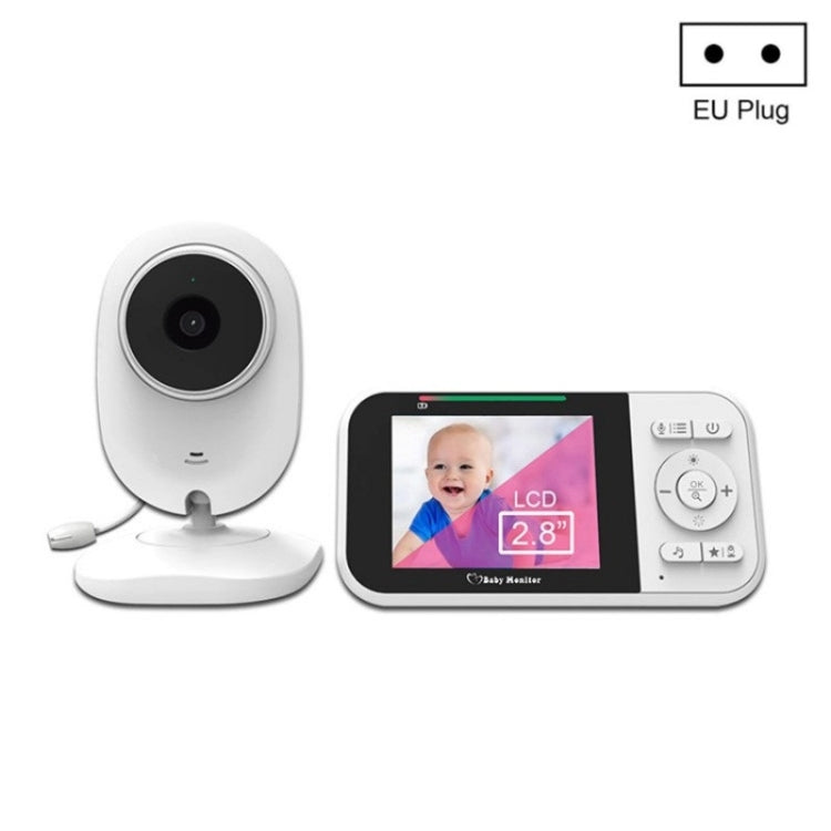 Temperature Detection 2 Way Voice Baby Security Video Camera 2.8-inch LCD Baby Monitor(EU Plug) by buy2fix