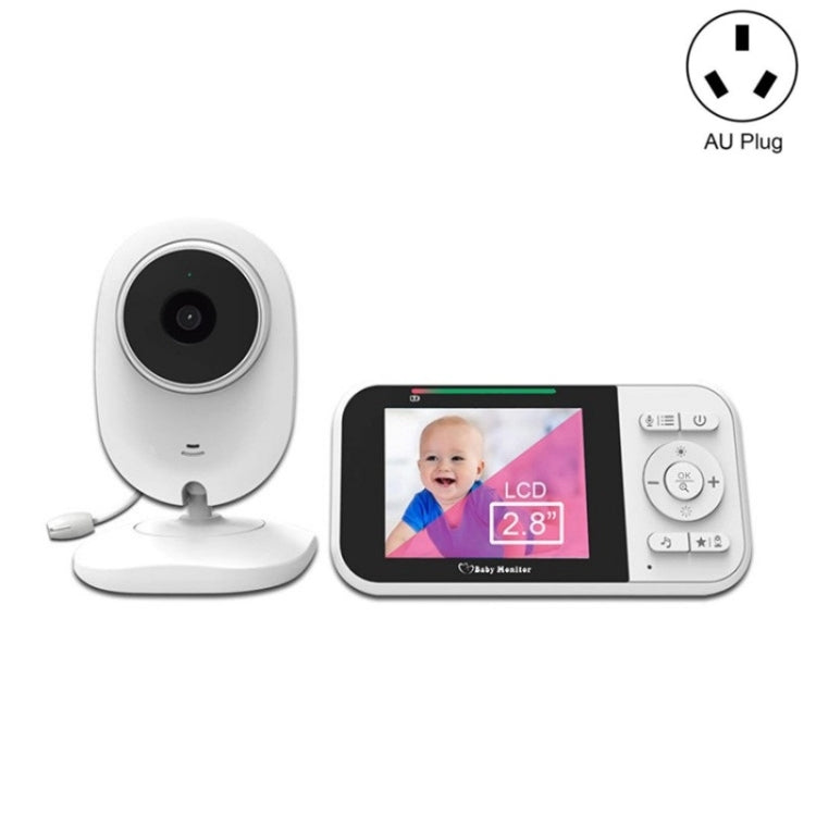 Temperature Detection 2 Way Voice Baby Security Video Camera 2.8-inch LCD Baby Monitor(AU Plug) by buy2fix