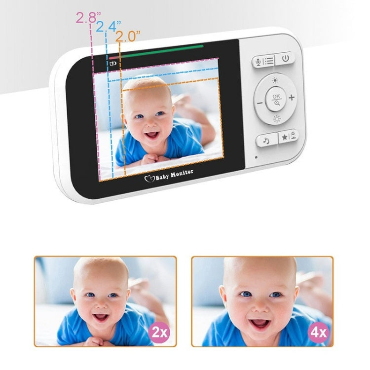 Temperature Detection 2 Way Voice Baby Security Video Camera 2.8-inch LCD Baby Monitor(EU Plug) by buy2fix