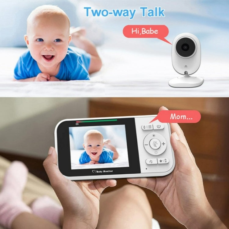 Temperature Detection 2 Way Voice Baby Security Video Camera 2.8-inch LCD Baby Monitor(EU Plug) by buy2fix