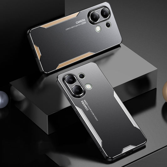 For Xiaomi Redmi Note 13 4G Blade Series TPU Hybrid Metal Phone Case(Silver) - Xiaomi Cases by buy2fix | Online Shopping UK | buy2fix