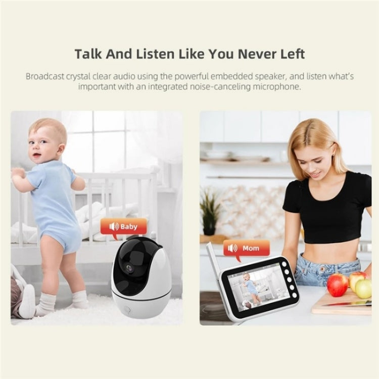 ABM200 Support Two-Way Voice Temperature Display 4.5-inch Video Baby Monitor Music Player(US Plug) by buy2fix