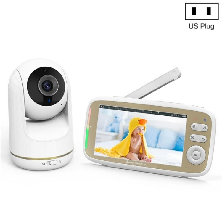VB803 Built-in Lullabies PTZ Rotation HD Baby Security Camera 5-inch Baby Monitor(US Plug) by buy2fix