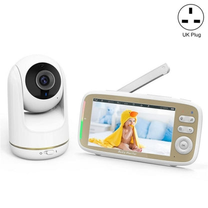 VB803 Built-in Lullabies PTZ Rotation HD Baby Security Camera 5-inch Baby Monitor(UK Plug) by buy2fix