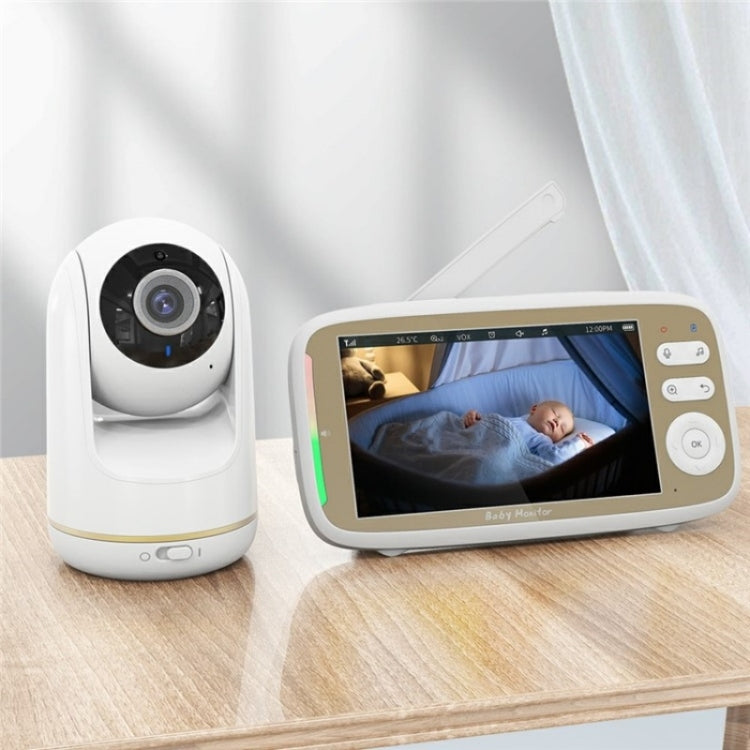 VB803 Built-in Lullabies PTZ Rotation HD Baby Security Camera 5-inch Baby Monitor(UK Plug) by buy2fix
