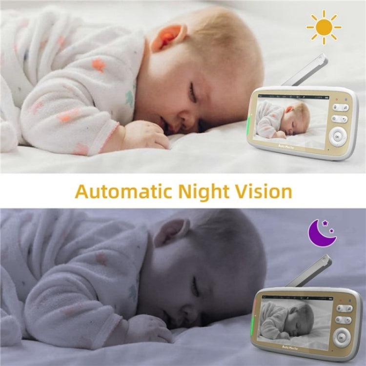 VB803 Built-in Lullabies PTZ Rotation HD Baby Security Camera 5-inch Baby Monitor(UK Plug) by buy2fix