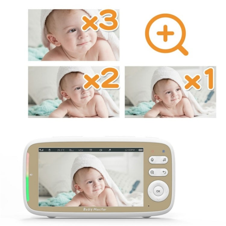 VB803 Built-in Lullabies PTZ Rotation HD Baby Security Camera 5-inch Baby Monitor(UK Plug) by buy2fix