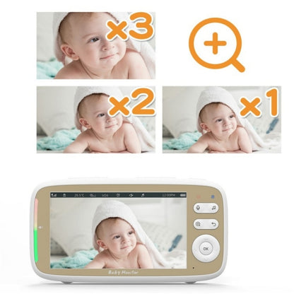 VB803 Built-in Lullabies PTZ Rotation HD Baby Security Camera 5-inch Baby Monitor(UK Plug) by buy2fix