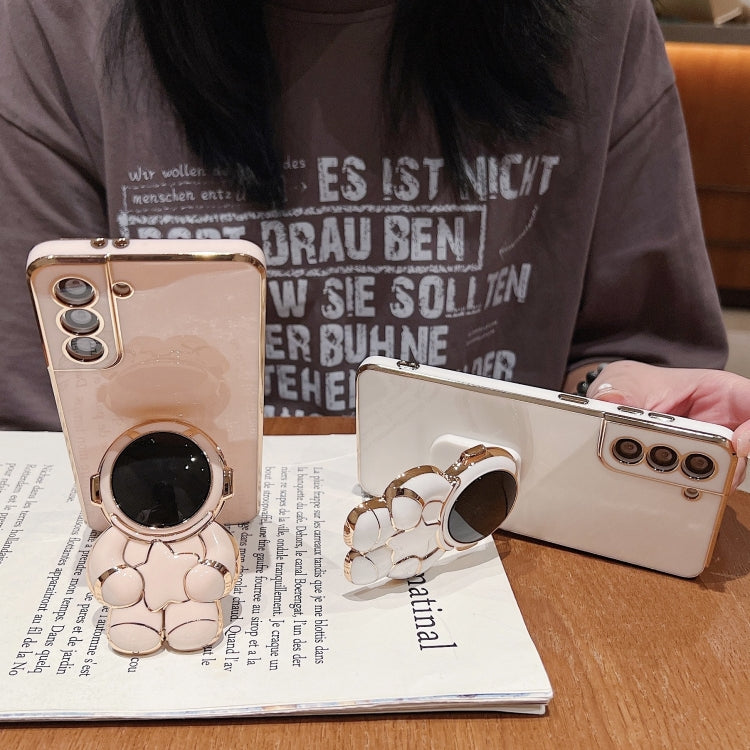 For Samsung Galaxy A15 5G Embrace Stars Electroplating Astronaut Holder Phone Case(Pink) by buy2fix