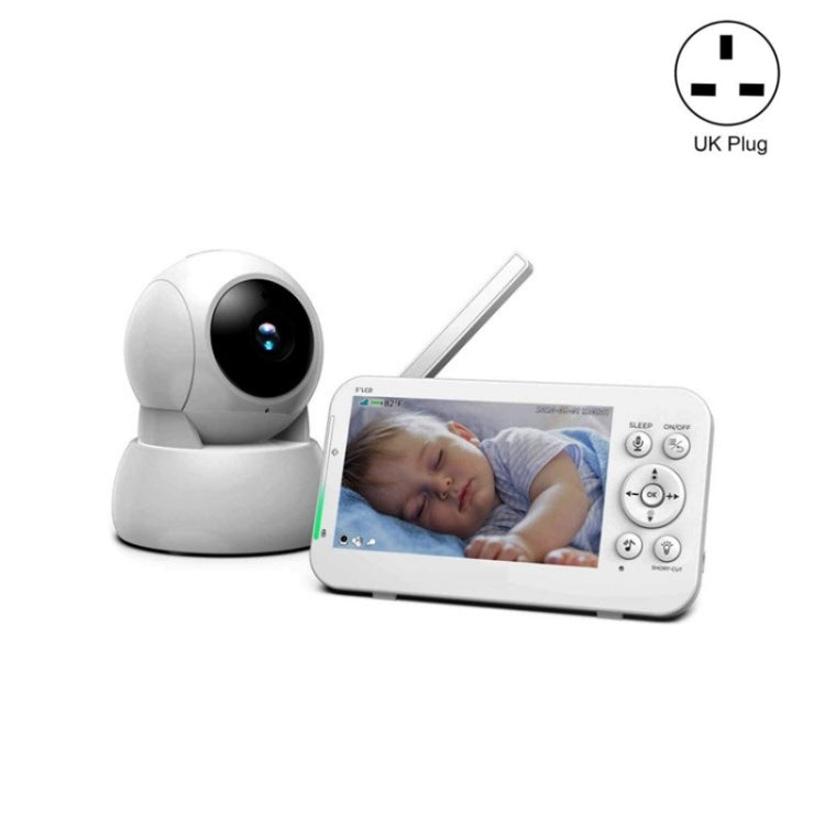 Infrared Night Vision Two-way Intercom Baby Monitor 5-inch Wireless Digital Monitor(UK Plug) by buy2fix