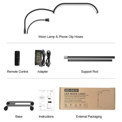 HD-G63X Floor Standing Remote Dimming LED Moon Lamp Manicure Eyelash Beauty Lamp(UK Plug) by buy2fix