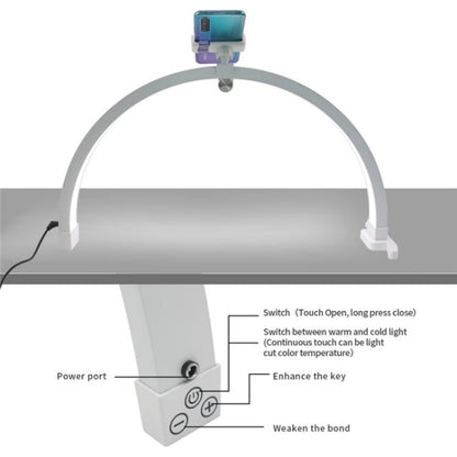 M12X Foldable LED Half Moon Lamp Touch Control Nail Art Lamp, Length: 56cm(AU Plug) by buy2fix