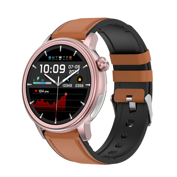 ET470 1.39 inch Color Screen Smart Watch Leather Strap, Support Bluetooth Call / ECG(Brown) by buy2fix