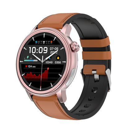 ET470 1.39 inch Color Screen Smart Watch Leather Strap, Support Bluetooth Call / ECG(Brown) by buy2fix