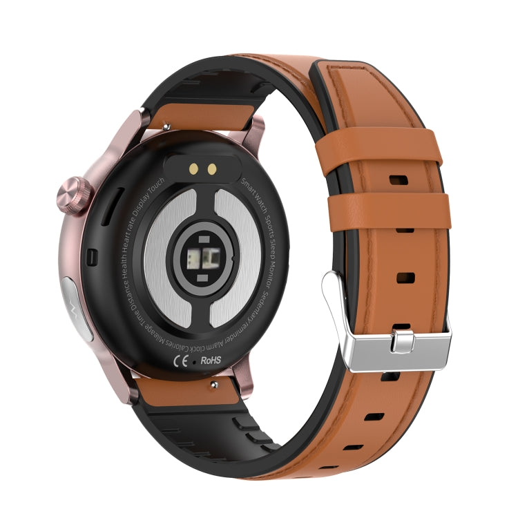 ET470 1.39 inch Color Screen Smart Watch Leather Strap, Support Bluetooth Call / ECG(Brown) by buy2fix