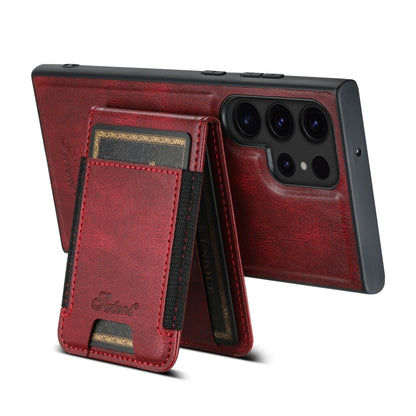 For Samsung Galaxy S24 Ultra 5G Suteni H17 Oil Eax Leather MagSafe Detachable Wallet Phone Case(Red) - Galaxy S24 Ultra 5G Cases by Suteni | Online Shopping UK | buy2fix