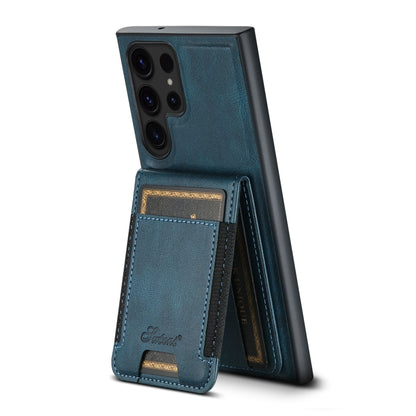 For Samsung Galaxy S24 Ultra 5G Suteni H17 Oil Eax Leather MagSafe Detachable Wallet Phone Case(Blue) - Galaxy S24 Ultra 5G Cases by Suteni | Online Shopping UK | buy2fix