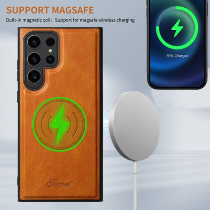 For Samsung Galaxy S22+ 5G Suteni H17 Oil Eax Leather MagSafe Detachable Wallet Phone Case(Khaki) - Galaxy S22+ 5G Cases by Suteni | Online Shopping UK | buy2fix