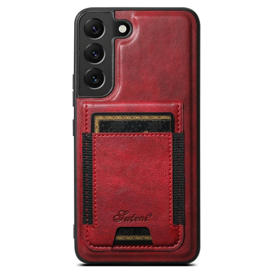 For Samsung Galaxy S22 5G Suteni H17 Oil Eax Leather MagSafe Detachable Wallet Phone Case(Red) - Galaxy S22 5G Cases by Suteni | Online Shopping UK | buy2fix