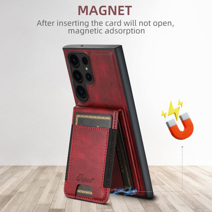 For Samsung Galaxy S22 5G Suteni H17 Oil Eax Leather MagSafe Detachable Wallet Phone Case(Red) - Galaxy S22 5G Cases by Suteni | Online Shopping UK | buy2fix
