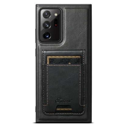 For Samsung Galaxy Note20 Ultra Suteni H17 Oil Eax Leather MagSafe Detachable Wallet Phone Case(Black) - Galaxy Note20 Ultra Cases by Suteni | Online Shopping UK | buy2fix