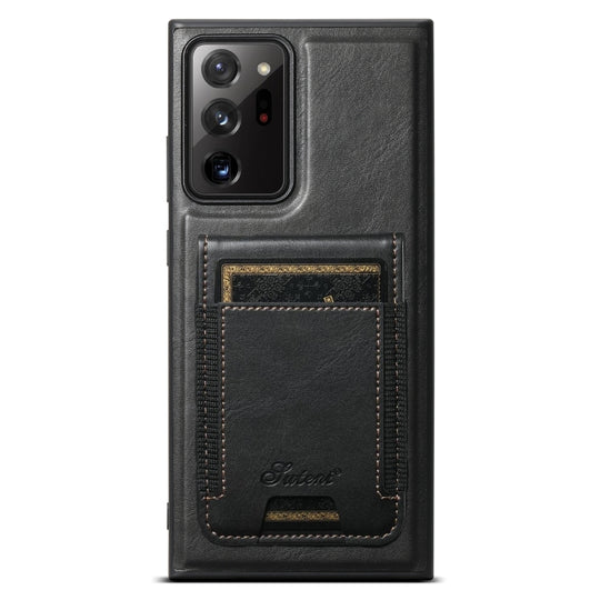 For Samsung Galaxy Note20 Ultra Suteni H17 Oil Eax Leather MagSafe Detachable Wallet Phone Case(Black)