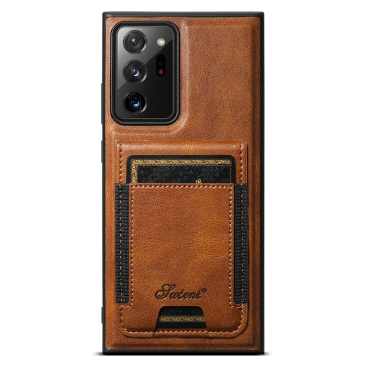 For Samsung Galaxy Note20 Ultra Suteni H17 Oil Eax Leather MagSafe Detachable Wallet Phone Case(Brown) - Galaxy Note20 Ultra Cases by Suteni | Online Shopping UK | buy2fix
