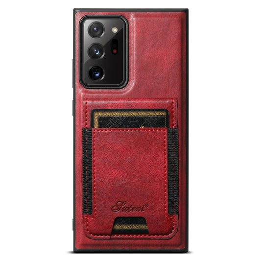 For Samsung Galaxy Note20 Ultra Suteni H17 Oil Eax Leather MagSafe Detachable Wallet Phone Case(Red) - Galaxy Note20 Ultra Cases by Suteni | Online Shopping UK | buy2fix