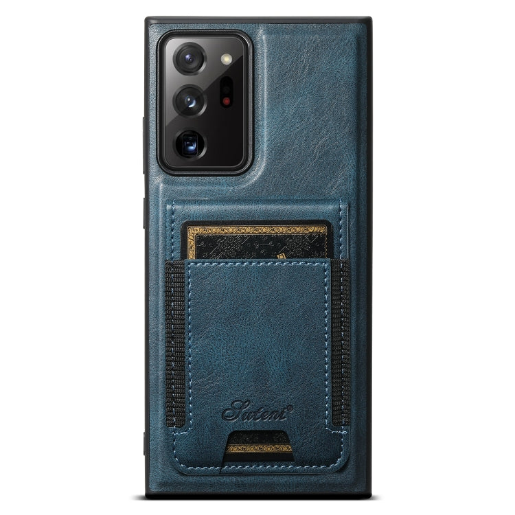 For Samsung Galaxy Note20 Ultra Suteni H17 Oil Eax Leather MagSafe Detachable Wallet Phone Case(Blue) - Galaxy Note20 Ultra Cases by Suteni | Online Shopping UK | buy2fix