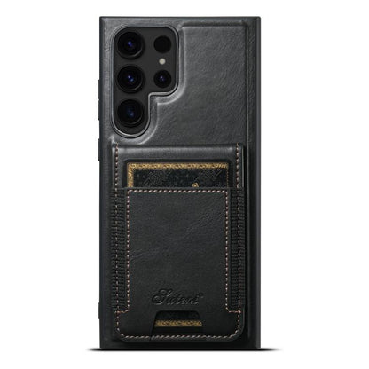 For Samsung Galaxy S25 Ultra 5G Suteni H17 Oil Eax Leather MagSafe Detachable Wallet Phone Case(Black) - Galaxy S25 Ultra 5G Cases by Suteni | Online Shopping UK | buy2fix