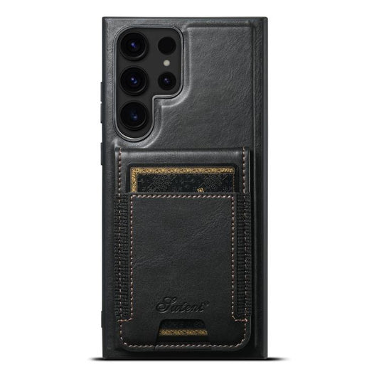 For Samsung Galaxy S25 Ultra 5G Suteni H17 Oil Eax Leather MagSafe Detachable Wallet Phone Case(Black) - Galaxy S25 Ultra 5G Cases by Suteni | Online Shopping UK | buy2fix