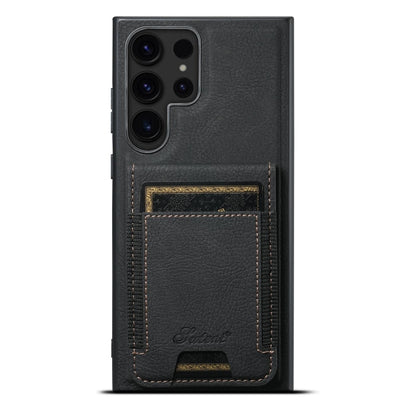 For Samsung Galaxy S22 Ultra 5G Suteni H17 Litchi Texture Leather MagSafe Detachable Wallet Phone Case(Black) - Galaxy S22 Ultra 5G Cases by Suteni | Online Shopping UK | buy2fix