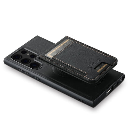 For Samsung Galaxy S22 Ultra 5G Suteni H17 Litchi Texture Leather MagSafe Detachable Wallet Phone Case(Black) - Galaxy S22 Ultra 5G Cases by Suteni | Online Shopping UK | buy2fix