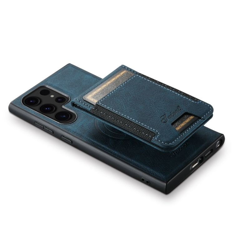 For Samsung Galaxy S22 Ultra 5G Suteni H17 Litchi Texture Leather MagSafe Detachable Wallet Phone Case(Blue) - Galaxy S22 Ultra 5G Cases by Suteni | Online Shopping UK | buy2fix