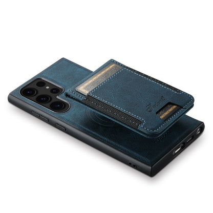 For Samsung Galaxy S22 Ultra 5G Suteni H17 Litchi Texture Leather MagSafe Detachable Wallet Phone Case(Blue) - Galaxy S22 Ultra 5G Cases by Suteni | Online Shopping UK | buy2fix