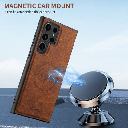 For Samsung Galaxy S22 5G Suteni H17 Litchi Texture Leather MagSafe Detachable Wallet Phone Case(Brown) - Galaxy S22 5G Cases by Suteni | Online Shopping UK | buy2fix