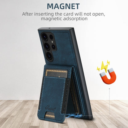 For Samsung Galaxy S22 5G Suteni H17 Litchi Texture Leather MagSafe Detachable Wallet Phone Case(Blue) - Galaxy S22 5G Cases by Suteni | Online Shopping UK | buy2fix