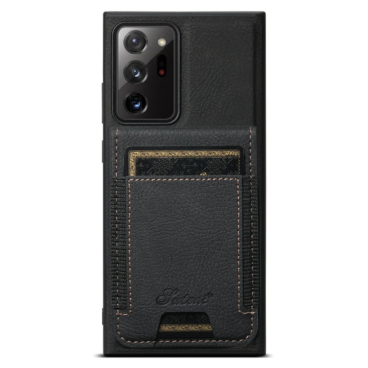 For Samsung Galaxy Note20 Ultra Suteni H17 Litchi Texture Leather MagSafe Detachable Wallet Phone Case(Black) - Galaxy Note20 Ultra Cases by Suteni | Online Shopping UK | buy2fix