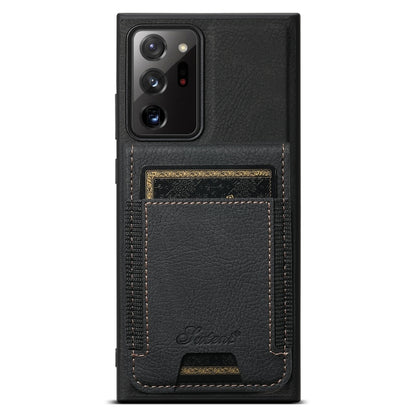 For Samsung Galaxy Note20 Suteni H17 Litchi Texture Leather MagSafe Detachable Wallet Phone Case(Black) - Galaxy Note20 Cases by Suteni | Online Shopping UK | buy2fix