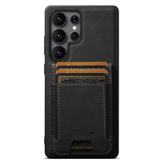 For Samsung Galaxy S25 Ultra 5G Suteni H17 Litchi Texture Leather MagSafe Detachable Wallet Phone Case(Black)