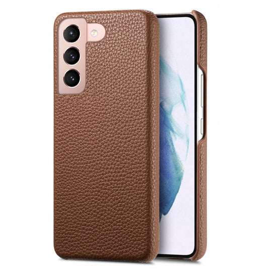 For Samsung Galaxy S21 5G Litchi Oil Edge Leather Back Phone Case(Brown)