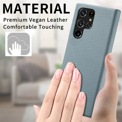 For Samsung Galaxy S22 Ultra 5G Litchi Oil Edge Leather Back Phone Case(Blue) by buy2fix