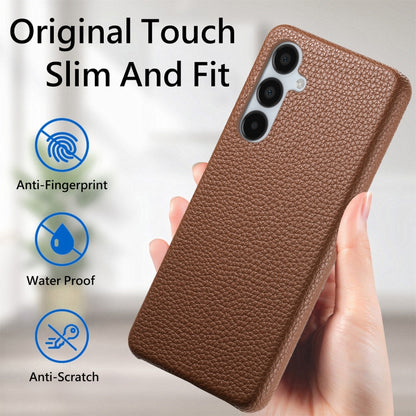 For Samsung Galaxy A15 Litchi Oil Edge Leather Back Phone Case(Brown) by buy2fix