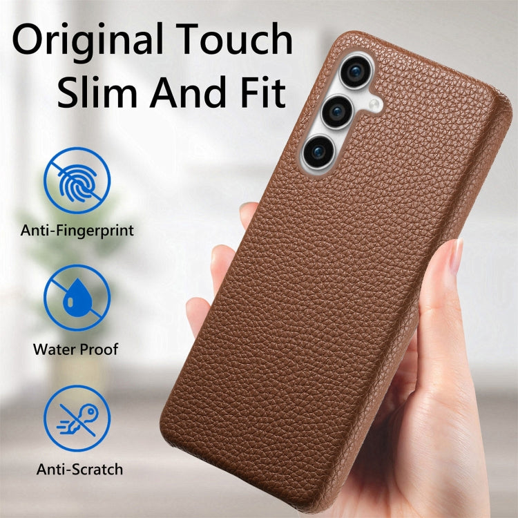 For Samsung Galaxy S23 FE 5G Litchi Oil Edge Leather Back Phone Case(Brown) by buy2fix
