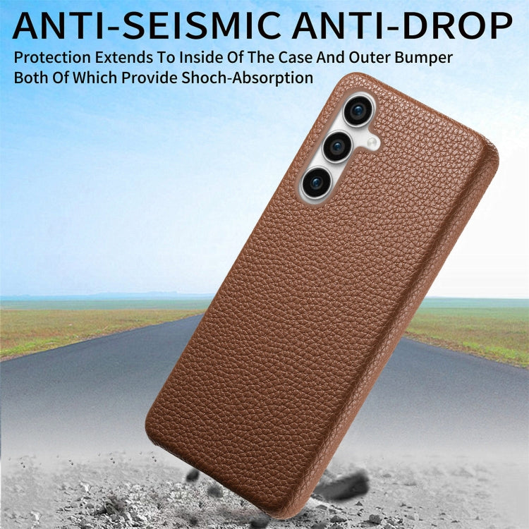 For Samsung Galaxy S23 FE 5G Litchi Oil Edge Leather Back Phone Case(Brown) by buy2fix