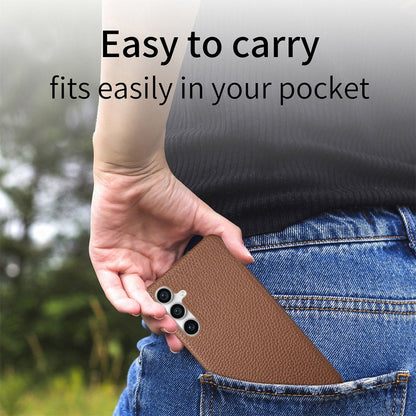 For Samsung Galaxy S23 FE 5G Litchi Oil Edge Leather Back Phone Case(Brown) by buy2fix