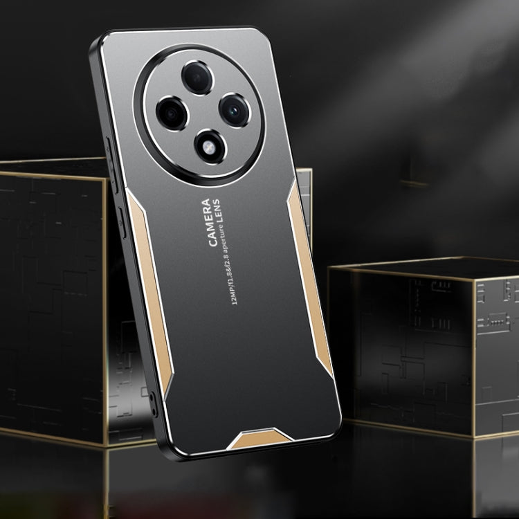 For OPPO A3 Pro China Blade Series TPU Hybrid Metal Phone Case(Gold) by buy2fix